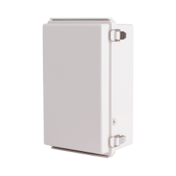 Plastic Enclosure, PC, Gray color, P type for molded hinge & stainless steel latch, W6.69 x L10.63 x D4.33" size, IP67 (UL)