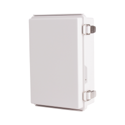 Plastic Enclosure, PC, Gray color, P type for molded hinge & stainless steel latch, W7.48 x L11.02 x D3.94" size, IP67 (UL)