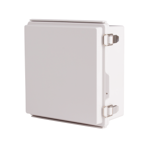 Plastic Enclosure, PC, Gray color, P type for molded hinge & stainless steel latch, W8.27 x L8.27 x D3.94' size, IP67 (UL)