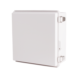 Plastic Enclosure, PC, Gray color, P type for molded hinge & stainless steel latch, W11.02 x L11.02 x D5.12' size, IP67 (UL)