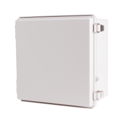 Plastic Enclosure, PC, Gray color, P type for molded hinge & stainless steel latch, W11.81 x L11.81 x D7.09" size, IP67 (UL)