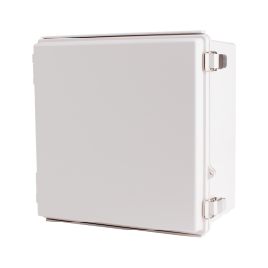 Plastic Enclosure, PC, Gray color, P type for molded hinge & stainless steel latch, W11.81 x L11.81 x D7.09" size, IP67 (UL)