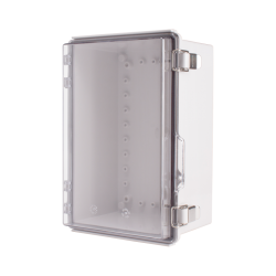 Plastic Enclosure, PC gray body & PC clear cover, P type for molded hinge & stainless steel latch, W7.87 x L11.81 x D5.91" size, IP67 (UL)