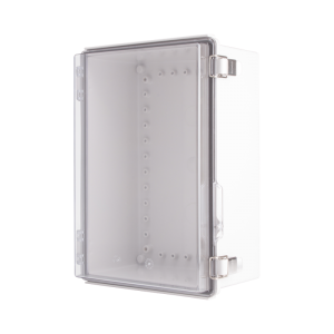 Plastic Enclosure, PC gray body & PC clear cover, P type for molded hinge & stainless steel latch, W9.84 x L13.78 x D5.91" size, IP67 (UL)