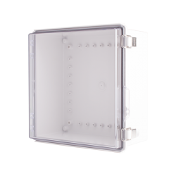 Plastic Enclosure, PC gray body & PC clear cover, P type for molded hinge & stainless steel latch, W11.81 x L11.81 x D5.91" size, IP67 (UL)