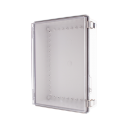 Plastic Enclosure, PC gray body & PC clear cover, P type for molded hinge & stainless steel latch, W11.81 x L15.75 x D4.72" size, IP67 (UL)