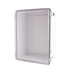 Plastic Enclosure, PC gray body & PC clear cover, P type for molded hinge & stainless steel latch, W11.81 x L15.75 x D7.09" size, IP67 (UL)