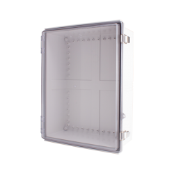 Plastic Enclosure, PC gray body & PC clear cover, P type for molded hinge & stainless steel latch, W13.78 x L17.72 x D6.30" size, IP67 (UL)