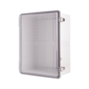 Plastic Enclosure, PC gray body & PC clear cover, P type for molded hinge & stainless steel latch, W13.78 x L17.72 x D7.87" size, IP67 (UL)