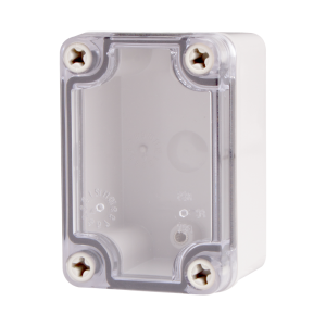 Plastic Enclosure, PC gray body & PC clear cover, S type for Lift-off screw cover, W2.56 x L3.74 x D2.17" size, IP67 (UL)
