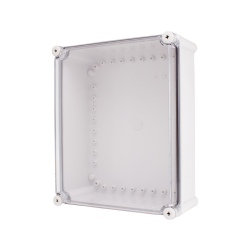 Plastic Enclosure, PC gray body & PC clear cover, S type for Lift-off screw cover, W11.02 x L11.02 x D5.12" size, IP67 (UL)