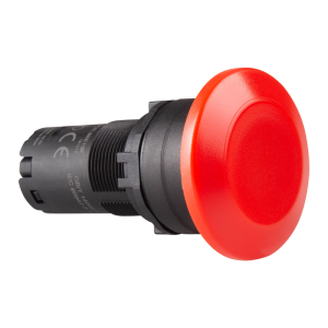 22mm momentary pushbutton switch, Unibody, IP66 Mushroom head, Push in wiring, 1NO, Red