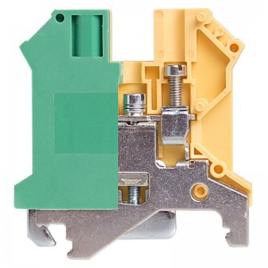 Ground Terminal block, screw clamp, Single level, L42.5xH47.5xW10mm, 8KV/3, 6-16 AWG, Yellow/Green color, 10pcs bundle