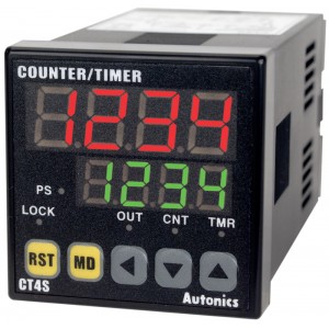 Autonics Counter & Timer, 1/16 DIN, 4 digit LED, 2 preset, 2 Relay & 1 NPN Output, RS485 Communication output, 100-240 VAC