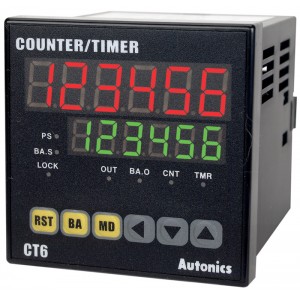 Autonics Counter & Timer, W72xH72mm, 6 digit, LED, 2 Preset, 2 Relay & 2 NPN Output,100-240 VAC