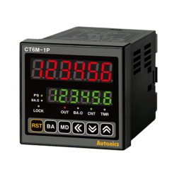 Counter/Timer, W72xH72mm, 6-Digit, LED, 1 Preset, PNP or NPN Input, Prescale value setting, Batch, Relay SPDT(1c) 250VAC 5A, 2 NPN Open Collector Output, 24-48VDC / 24VAC