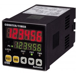 PNP or NPN Input Counter/Timer 2 Relay SPST 100-240 VAC Prescale Value Setting W48xH48mm 250VAC 5A 6-Digit NPN Open Collector Output RS485 Communication Output CT6S-2P4T 2 Preset LED 2a