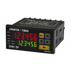 Autonics Counter & Timer, W72xH36mm, 6 digit LED, 2 Preset, 2 Relay & 1 NPN Output,100-240 VAC