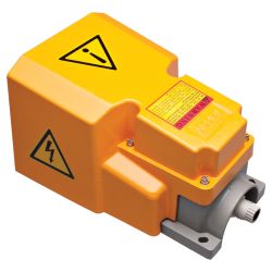 Foot Switch, Momentary, Aluminum Die-Casting Housing, Full Foot Guard w/ Safety Lock, Yellow, IP54, 1NO 1NC, 15A 250VAC