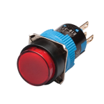 LED Illuminated Momentary Push button, 16mm Panel hole, IP65, Round head, SPDT, Red, 24VDC