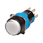 LED Illuminated Momentary Push button, 16mm Panel hole, IP65, Round head, SPDT, White, 24VDC