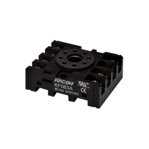 Relay socket for HR707N-2P series, Octal 8 pins, DIN Rail, Black color