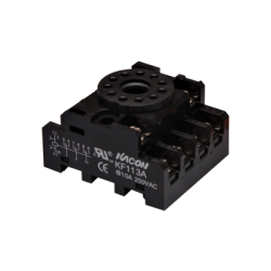 Relay socket for HR707N-3P series, Octal 11 pins, DIN Rail, Black color
