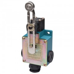 Limit Switch, 70x62x33mm aluminum die-cast body, 1 NO & 1 NC w/ snap action, IP65, Adjustable roller lever actuator