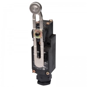 Limit Switch, 60x30x36mm aluminum die-cast body, 1 NO & 1 NC w/ snap action, IP65, Adjustable roller lever actuator