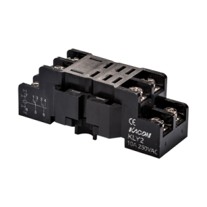 Relay socket for HR710-2P series, 8 pins, DIN Rail, Black color