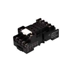 KMY4, Relay socket for 505-4P, HR705-4P series, 14 pins, DIN Rail, Black color