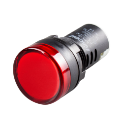 LED Pilot Lamp, 22mm Panel hole, Round head, IP65, Red, 110VAC