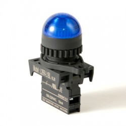 LED Pilot Lamp, 22/25mm Panel hole, Dome head, 12-30VAC/DC, Blue