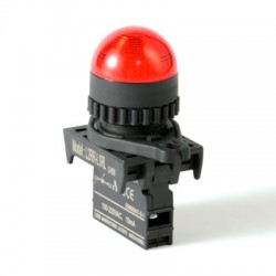 LED Pilot Lamp, 22/25mm Panel hole, Dome head, 12-30VAC/DC, Red