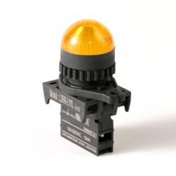 LED Pilot Lamp, 22/25mm Panel hole, Dome head, 12-30VAC/DC,Yellow