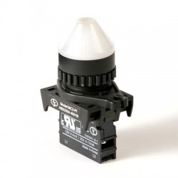 LED Pilot Lamp, 22/25mm Panel hole, Cone head,  12-30VAC/DC, White