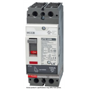 MCCB, Molded Case Circuit Breaker, 2 Pole, 100A, 35kA@480VAC, Molded Case Switch, Lugs Line/Load Side, UL Listed