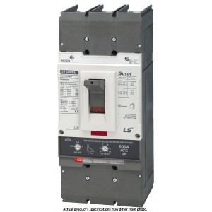 MCCB, Molded Case Circuit Breaker, 3 Pole, 600A, 65kA@480VAC, Molded Case Switch, Lugs Line/Load Side, UL Listed