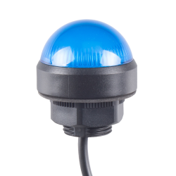 40mm Dome LED Blue indicator, 24VDC, Direct mount w/20mm nut, 700mm cable