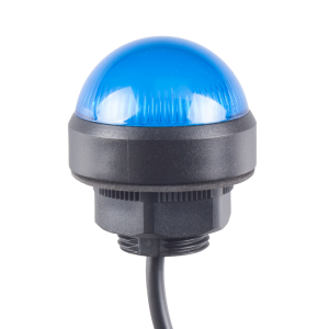 40mm Dome LED Blue indicator, 24VDC, Direct mount w/20mm nut, 700mm cable