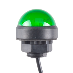 40mm Dome LED Green indicator, 24VDC, Direct mount w/20mm nut, 700mm cable
