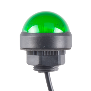 40mm Dome LED Green indicator, 24VDC, Direct mount w/20mm nut, 700mm cable