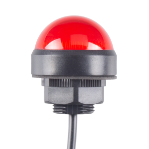 40mm Dome LED Red indicator, 24VDC, Direct mount w/20mm nut, 700mm cable