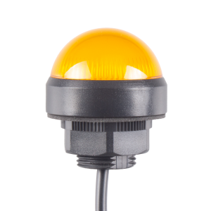 40mm Dome LED Yellow indicator, 24VDC, Direct mount w/20mm nut, 700mm cable