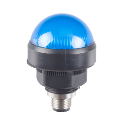 40mm Dome LED Blue indicator, 24VDC, Direct mount w/20mm nut, M12 connector