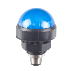 40mm Dome LED Blue indicator, 24VDC, Direct mount w/20mm nut, M12 connector