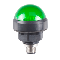 40mm Dome LED Green indicator, 24VDC, Direct mount w/20mm nut, M12 connector