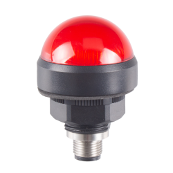 40mm Dome LED Red indicator, 24VDC, Direct mount w/20mm nut, M12 connector