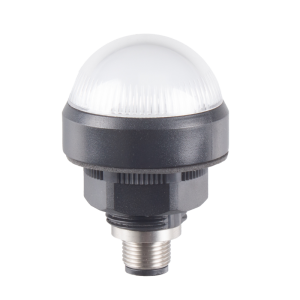 40mm Dome LED White indicator, 24VDC, Direct mount w/20mm nut, M12 connector