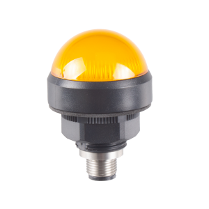 40mm Dome LED Yellow indicator, 24VDC, Direct mount w/20mm nut, M12 connector